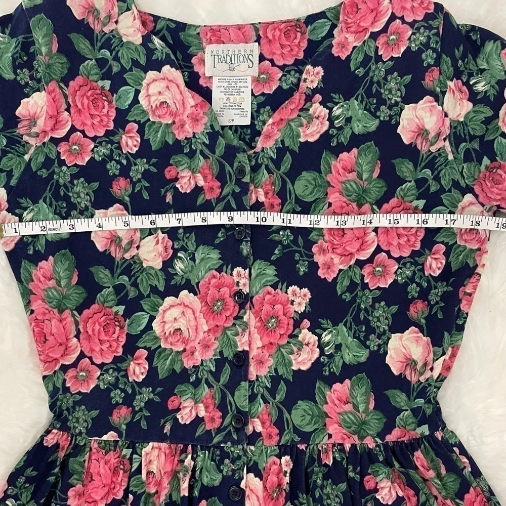 Vintage Prairie Dress 100% Cotton Floral Print Coastal Grandma Size Small - Picture 8 of 9